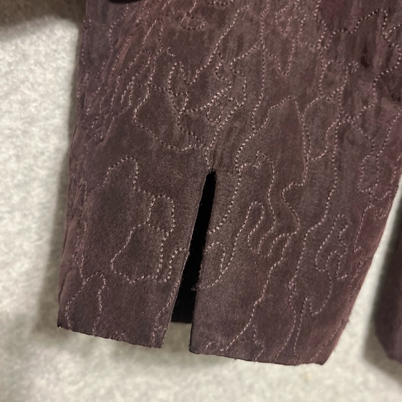 Eileen Fisher Jacket Women's 1X Plus Purple Silk Open Front Embroidered Classic - Picture 6 of 12